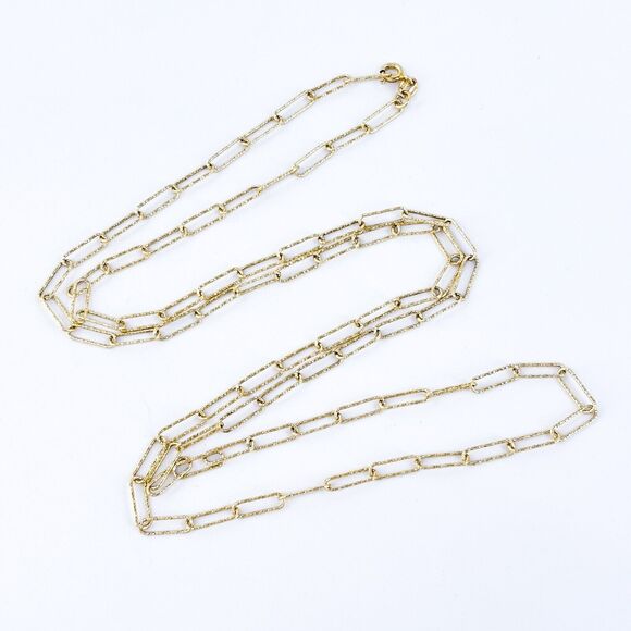 Vintage Italy Sterling Silver 925 Gold Tone Paperclip Chain Necklace 30" - Picture 1 of 3